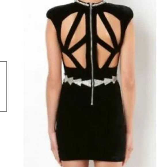Brand New Sass and Bide Velvet Crystal Embellished Mini Dress - Picture 2 of 7